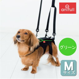 【anifull 公式】 わんコル Mサイズ グリーン 持ち手つき アニフル ダイヤ工業 日本製 犬用 犬用コルセット コルセット 犬 術後 介護 腰 腰椎 腰骨 背骨 安静 固定 制限 歩行補助 補助 介護 ソフトタイプ ソフト ケージレスト 緑 M