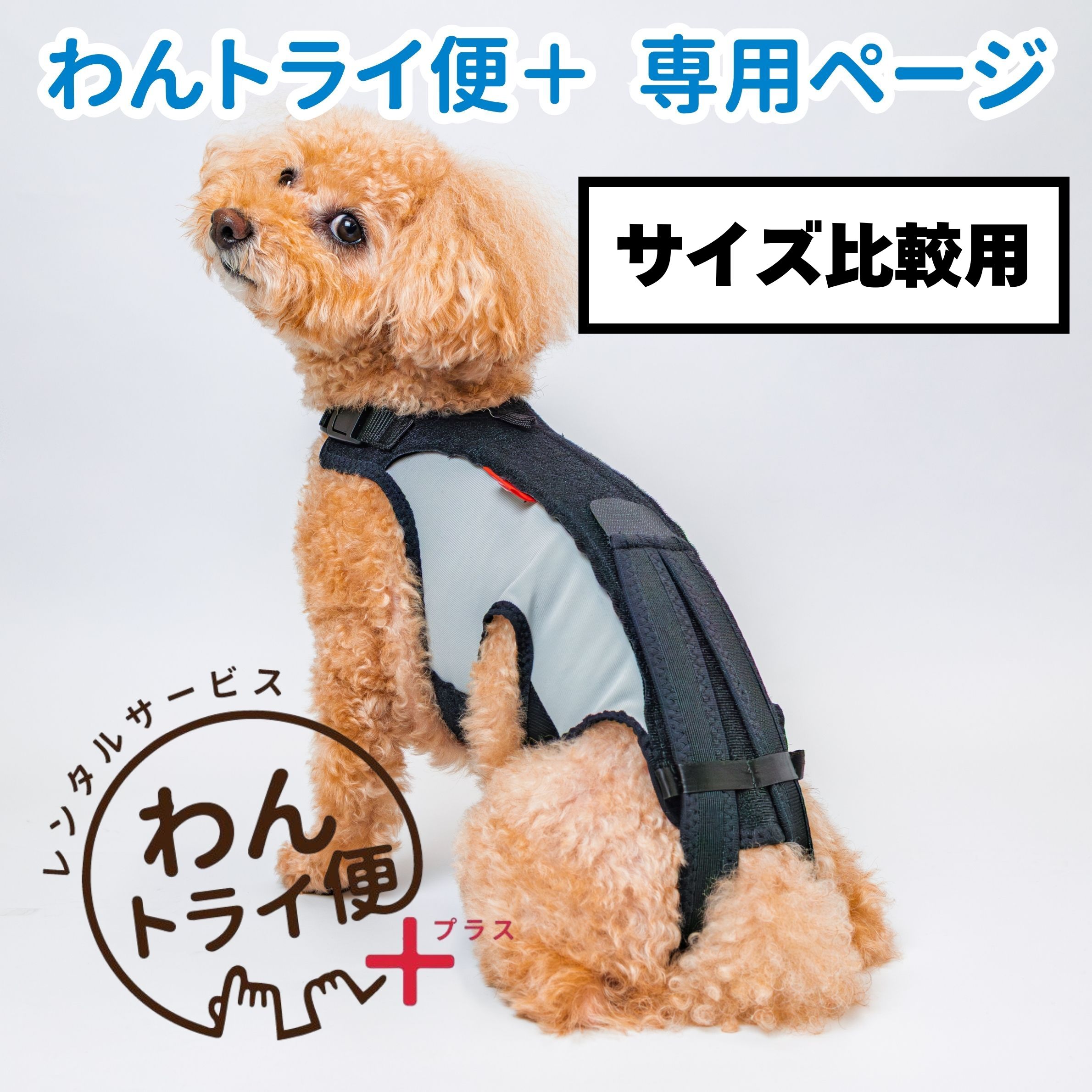 【こんなワンちゃんにおすすめです】・腰をサポートしたい・下肢が弱ってきた・太り気味で背骨に負担がかかっている・階段やソファーなどの段差を嫌がる・歩き方がおかしい、フラフラ歩く・立ち上がることが困難【商品特徴】3つの秘密(1.背骨サポート2.ヒップアップ構造3.持ち手で歩行補助)で愛犬の姿勢をサポート。一日でも長く一緒に歩くために、まっすぐな理想姿勢へアプローチしワンちゃんの”長くを歩ける”をサポートします。【素材表示】・ナイロン、ポリウレタン、ポリエステル、ポリプロピレン※こちらはレンタルサービス「わんトライ便+」の専用ページです ※ 販売用の商品ページではございませんのでご注意ください。　 ※前後サイズ比較用になりますのでご注意ください。 ※わんトライ便+はクレジット支払のみの対応です。 コレクト(代引き)でご注文確定された場合はキャンセルとなります。 ※期間は【7日間のみ】となります。予めご了承ください。