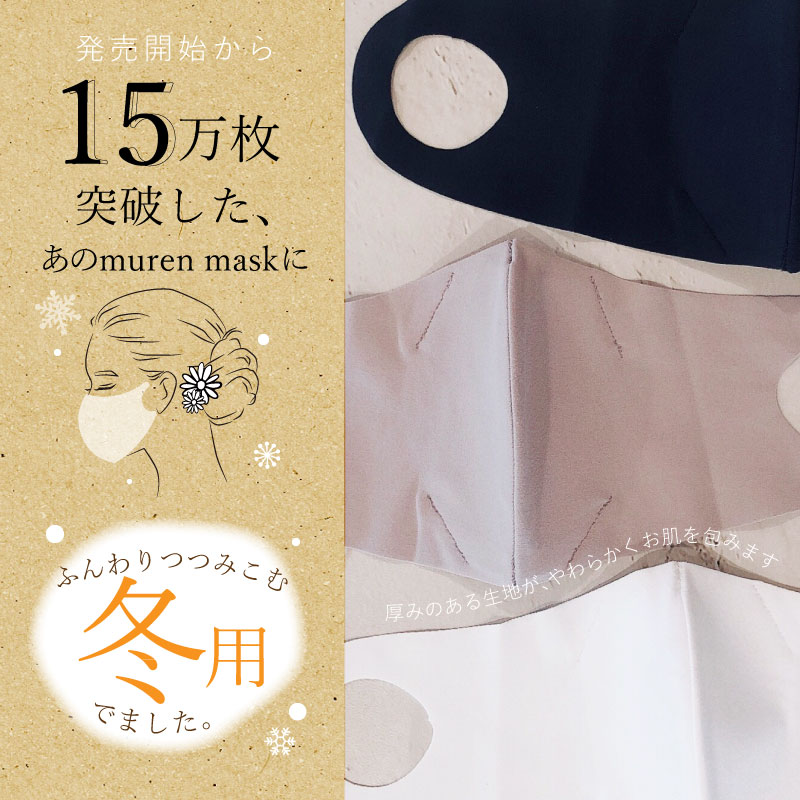 【送料無料 郵送】 冬用 マスク Silky murenMask シルキー ムレンマスク ホワイト 白 小さめサイズ 女性用 1枚入り 保湿 抗菌 ムレにくい 立体 息がしやすい 洗える 耳が痛くなりにくい