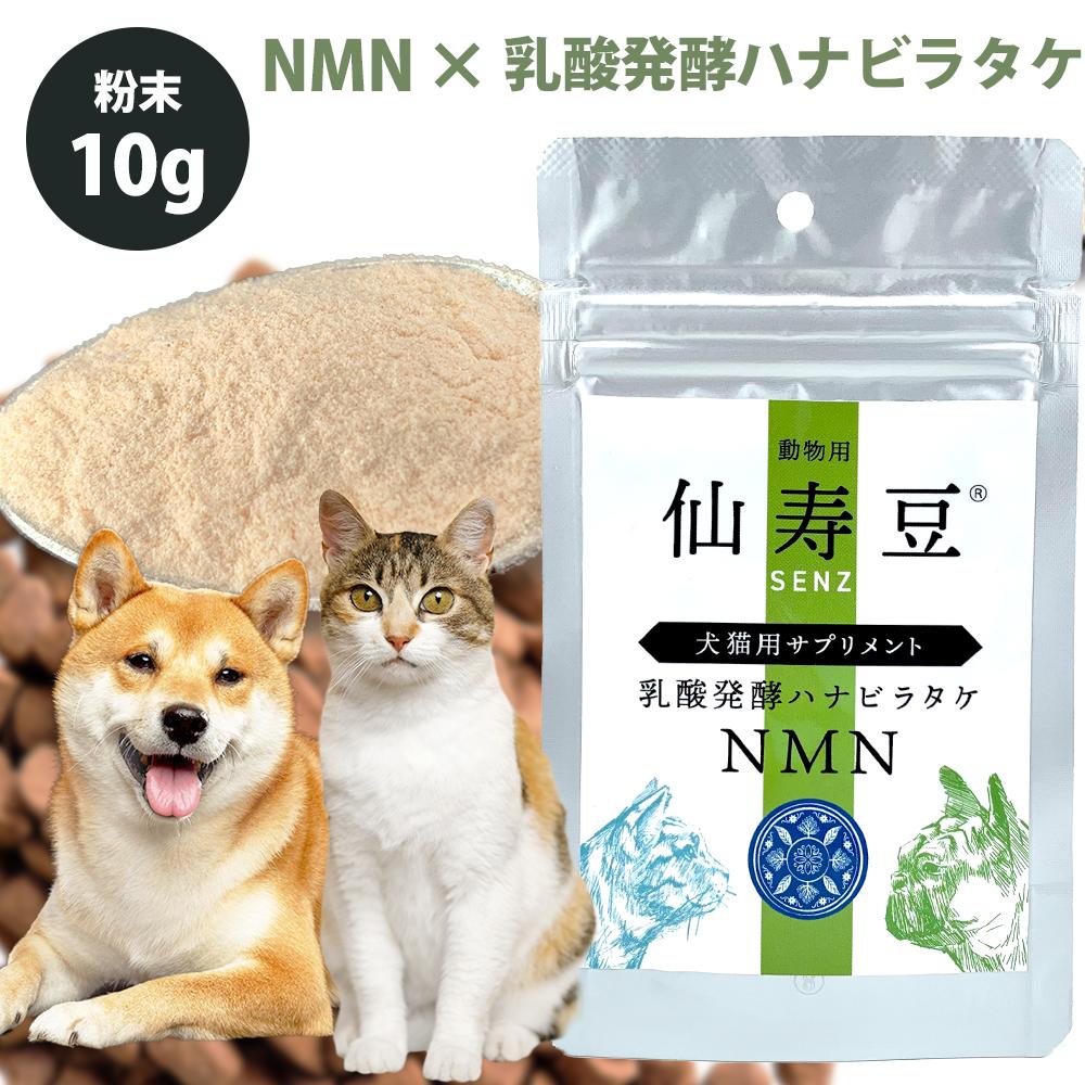  動物用仙寿豆 SENZ 10g サプリメント NMNサプリ ペット β-NMN 犬 猫 ウサギ モルモット 粉 免疫 小動物 乳酸発酵ハナビラタケ シニア犬 老犬 老猫 小型犬 免疫力 癌  賞味期限:2026年3月