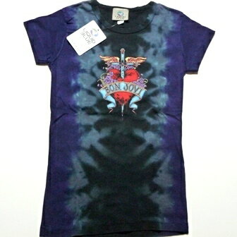 BON JOVI ボンジョヴィDAGGER-LADIES Tie-Dye プリント レディース オフィシャル バンドTシャツ