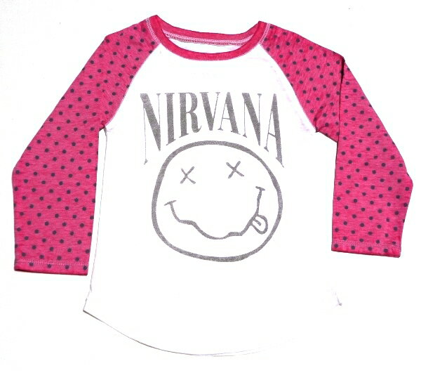 NIRVANA ニルヴァーナPOLKA DOT SMILEY TODDLER LONG SLEEVEよちよち歩き（幼児）オフィシャル バンドTシャツ