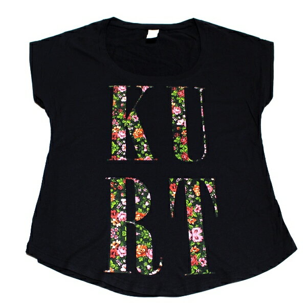 NIRVANA ニルヴァーナKURT COBAIN カート・コベインFLORAL KURT LETTERS JUNIORS DOLMAN レディースオフィシャルバンドTシャツ