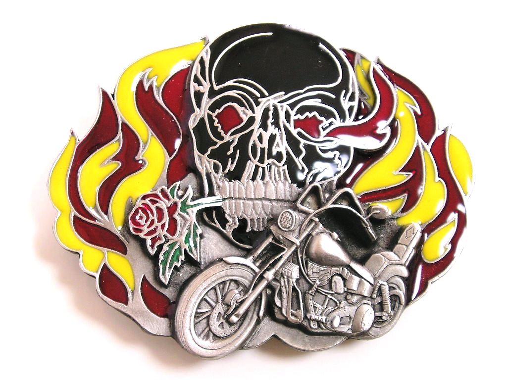 FIRE ROSE SKULL ファイヤーローズスカル ベルトバックル