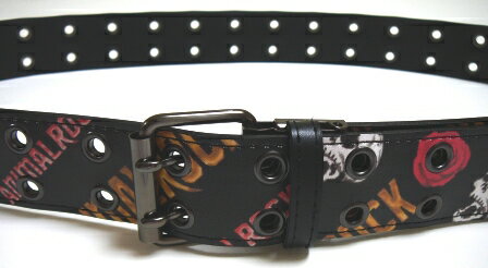 ☆☆☆【日本製】40mmスカルローズプリントベルトブラックニッケルダブルアイレット☆ブラック☆【フルサイズ対応】【あす楽対応】