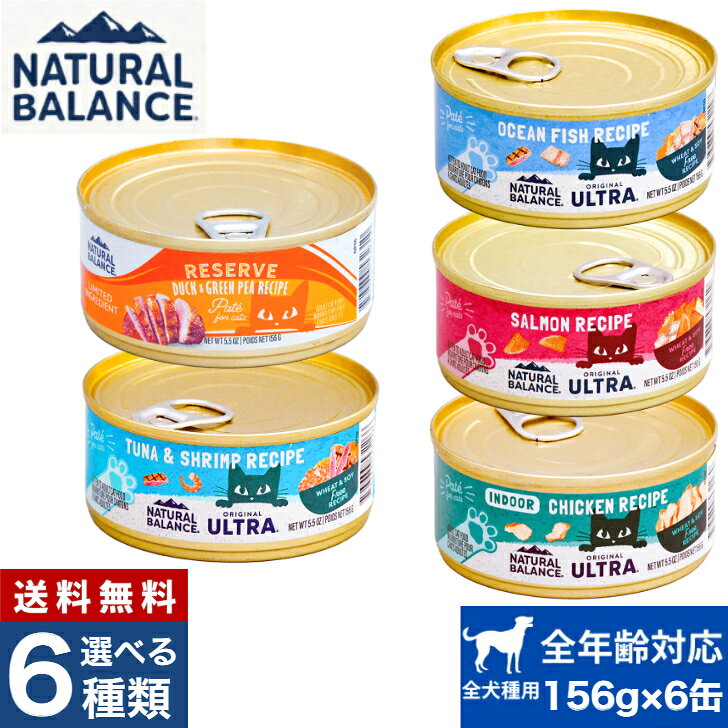 【選べる6種類】ナチュラルバランス キャット缶 156×6缶セット 室内猫用 156g 正規品 キャットフード ペットフード ペット用品 猫用 缶詰 送料無料