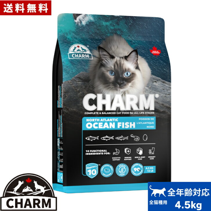 CHARM チャーム ノースアトランティックオーシャンフィッシュ キャットフード 4.5kg 正規品 ペットフード 全猫種 オールステージ 全ライフステージ ねこのごはん 猫のご飯 穀物不使用 無添加 ペット用品 ペット 猫 猫用 愛猫 お試し 送料無料