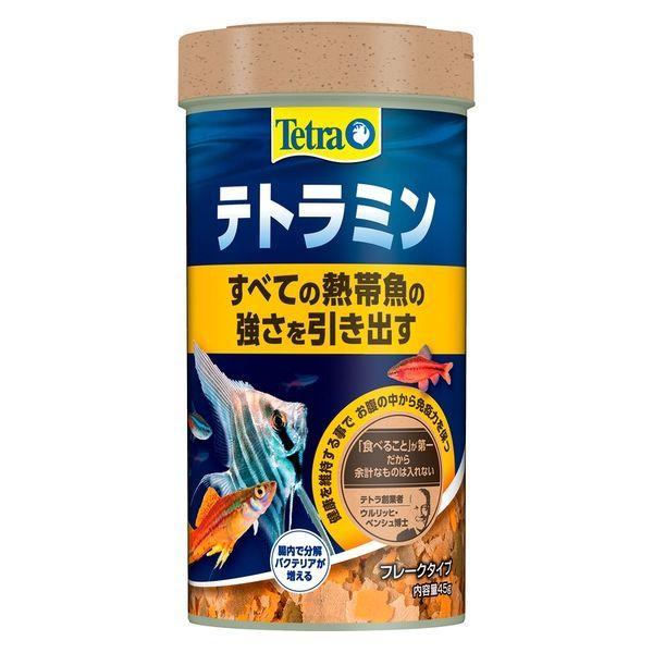 スペクトラムブランズジャパン テトラ テトラミン 45g 善玉菌の栄養源となる成分により、善玉菌の増殖を助け、健康維持に役立てます。 各種ビタミンを強化し、オメガ3脂肪酸や酵母由来のβーグルカンにより魚の免疫力を保ちます。 厳選された原材料から作られた栄養バランスに優れたフード。 消化吸収に優れたフレークタイプで食べ残しや排出物が減り、水槽の水を汚しません。 フードの適切な与え方において、水質の悪化を防ぐとともに水の透明感を保ちます。 また飼料効率の向上により魚の成長にも適しています。 ---対象--- すべての熱帯魚 ---原産国--- ドイツ ---原材料--- フィッシュミール、穀類、植物性蛋白質、酵母、油脂、野菜類、甲殻類、藻類、ミネラル類、ビタミン類、クエン酸 ---成分--- 粗蛋白質46.0％以上、粗脂肪11.0％以上、粗繊維2.0％以下、粗灰分7.5％以下、水分7.0％以下 ・リニューアルに伴い、商品パッケージ・内容が変更となっており、画像・内容と異なる場合がございます。 ・ご購入いただいたタイミングにより、お品切れの場合がございます。その場合は別途ご連絡させていただきます。