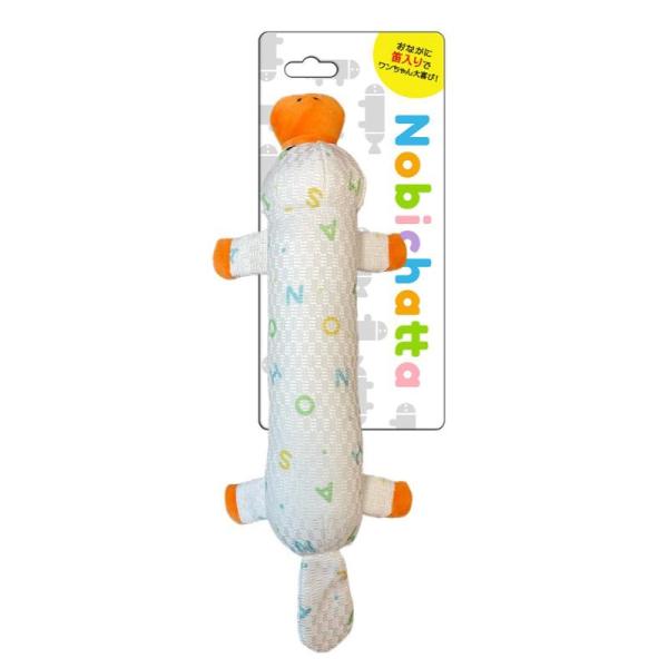 スーパーキャット Nobichatta カモノハシ 長くて細くて噛みやすい！ 細長くて噛みやすい犬用おもちゃです。 おなかに笛入りでワンちゃん大喜び！ ---原産国--- 中国 ---原材料--- ポリエステル、EVA ---サイズ--- 約W110×D55×H340mm ・リニューアルに伴い、商品パッケージ・内容が変更となっており、画像・内容と異なる場合がございます。 ・ご購入いただいたタイミングにより、お品切れの場合がございます。その場合は別途ご連絡させていただきます。