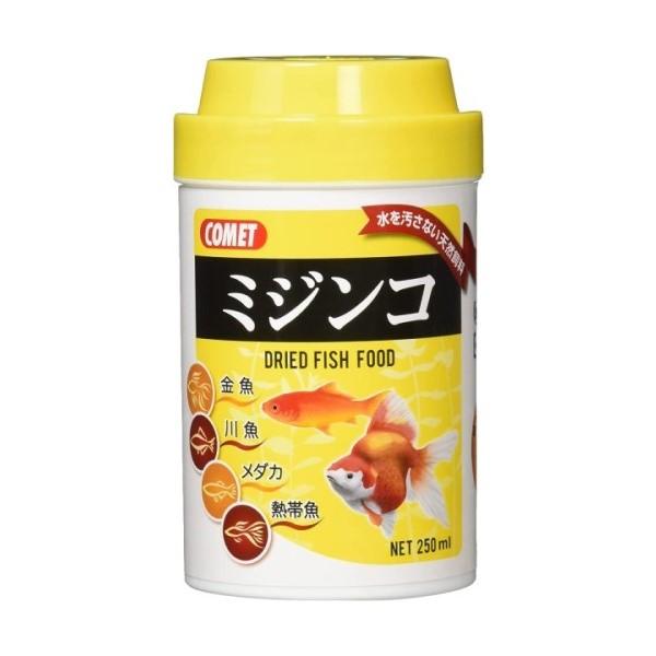 イトスイ コメット ミジンコ 250ml 栄養が豊富なプランクトンであるミジンコを、完全に水洗いし乾燥させました。 金魚・川魚・メダカ・熱帯魚と幅広く使用出来ます。 また水を汚しにくい為、忙しくてまめに掃除が出来ない方にもオススメの商品です!! ---対象--- 金魚・川魚・メダカ・熱帯魚 ---原産国--- 台湾 ---原材料--- ミジンコ ---成分--- 粗蛋白質：32％以上,粗脂肪：3％以上,粗繊維：5％以下,水分：5％以下 ・リニューアルに伴い、商品パッケージ・内容が変更となっており、画像・内容と異なる場合がございます。 ・ご購入いただいたタイミングにより、お品切れの場合がございます。その場合は別途ご連絡させていただきます。