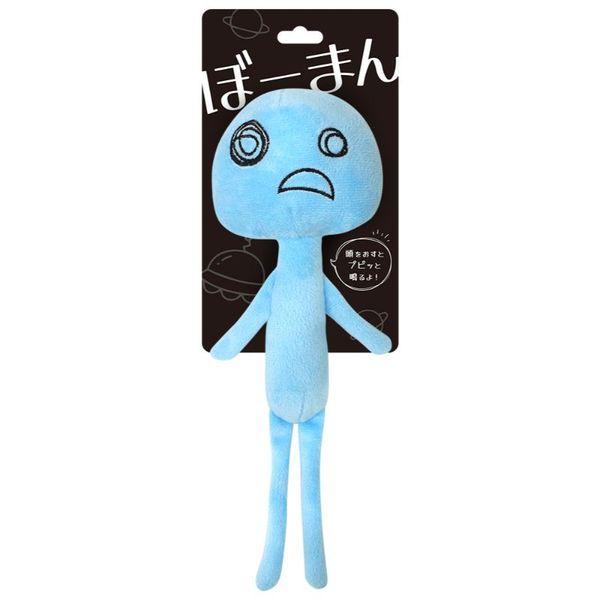 スーパーキャット ぼーまん ホゲベエ 棒人間のぬいぐるみです。大きな頭を押すとプピッと鳴るよ！ とってもユニークな棒人間です。体の部分は細く小型犬でも噛みやすい形状です。 ---原産国--- 中国 ---材質--- ポリエステル、EVA ---サイズ--- 約W90×D60×H280mm ・リニューアルに伴い、商品パッケージ・内容が変更となっており、画像・内容と異なる場合がございます。 ・ご購入いただいたタイミングにより、お品切れの場合がございます。その場合は別途ご連絡させていただきます。
