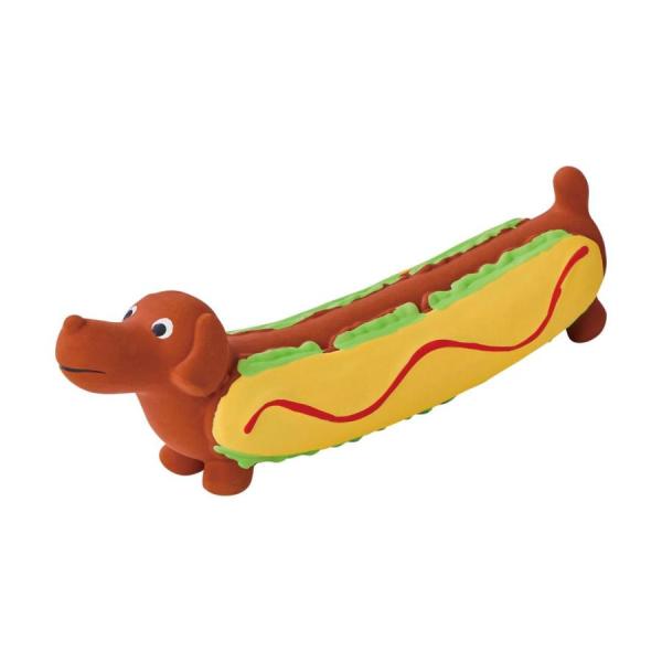 ペティオ 犬用 ながーいラテックスTOY ホットドッグ 中綿入りでソフトなかみ心地のラテックス玩具です。 たくさん突起があるから噛みやすくて遊びやすい。 --対象-- 超小型犬〜小型犬 --原産国-- 中国 --原材料-- 本体：ラテックス 笛：ポリエチレン --サイズ-- 約 幅：7×奥行：4×高さ：29(cm) ・リニューアルに伴い、商品パッケージ・内容が変更となる場合があり、画像・内容と異なる場合がございます。 ・ご購入のタイミングにより、品切れとなる場合がございます。その際は別途ご連絡させていただきます。