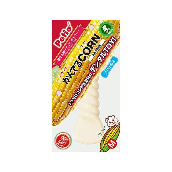ペティオ かんでるCORN ツイスト ミルク風味 M くわえやすく、かみごたえのあるツイスト形状。凹凸がデンタル効果！ トウモロコシを主原料としたユニークな、かむためのおもちゃです。 遊びながら、かむことによって歯と歯ぐきを健康に保ちます。 トウモロコシが主原料のデンタル玩具。 "" おもちゃ"" ですがトウモロコシが主原料なので、 ワンちゃんが誤って小さなかけらを飲み込んでも無害で、自然に排泄されます。 ---対象--- 中型犬 ---原産国--- 日本 ---原材料--- コーンスターチ・グリセリン・フレーバー・着色料 ---サイズ--- 約幅4×長さ13×厚み2cm ・リニューアルに伴い、商品パッケージ・内容が変更となっており、画像・内容と異なる場合がございます。 ・ご購入いただいたタイミングにより、お品切れの場合がございます。その場合は別途ご連絡させていただきます。