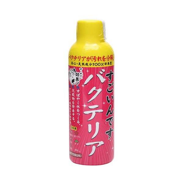 コトブキ工芸 すごいんです バクテリア 150ml 有害なアンモニアや亜硝酸を分解、除去し、すばやく水質を安定させます。 水底に沈殿する有機物（残餌、排泄物、枯草など）を分解、除去します。 本品を使用してpH値や硬度が大きく変化することはありません。 ---対象--- 淡水用 熱帯魚、金魚、メダカ、エビ、カメ、水草など ---原産国--- 日本 ---原材料--- 枯草菌、他 ・リニューアルに伴い、商品パッケージ・内容が変更となっており、画像・内容と異なる場合がございます。 ・ご購入いただいたタイミングにより、お品切れの場合がございます。その場合は別途ご連絡させていただきます。
