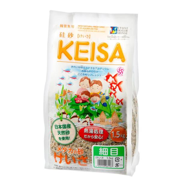 シンセー 珪砂 細目 1．5kg 観賞魚用の砂利として最適な硅砂です。 中性〜弱アルカリを好む生体（金魚・グッピーなど）におすすめです。 熱湯処理済みで観賞魚に安心な国産天然砂を使用しており、 水質安定や理想の水つくりに役立ちます。粒サイズ：約2〜3mm ---対象--- 金魚、メダカ、グッピーなど ・リニューアルに伴い、商品パッケージ・内容が変更となっており、画像・内容と異なる場合がございます。 ・ご購入いただいたタイミングにより、お品切れの場合がございます。その場合は別途ご連絡させていただきます。