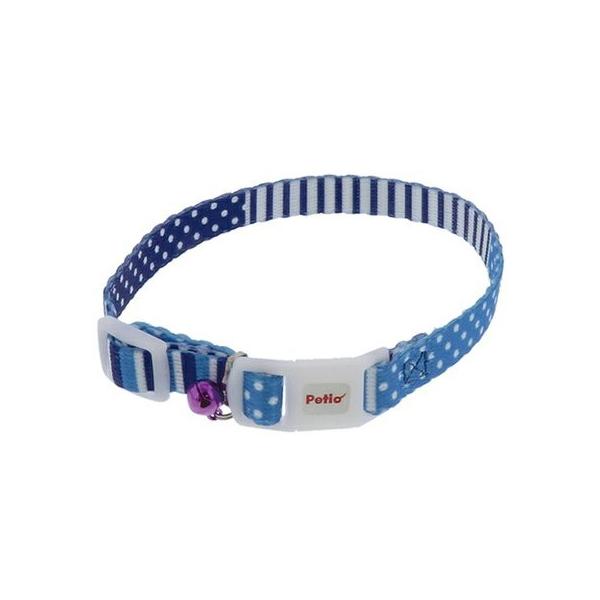 ペティオ CAT COLLAR ボーダードットカラー ブルー 人気のボーダーとドットのデザインがかわいい猫専用首輪。 力が加わると外れるバックル仕様。鈴付き。 ---対象--- 全猫種 ---原産国--- 中国 ---材質--- ポリエステル ---サイズ--- テープ幅：10mm 首回り：17〜28cm ・リニューアルに伴い、商品パッケージ・内容が変更となっており、画像・内容と異なる場合がございます。 ・ご購入いただいたタイミングにより、お品切れの場合がございます。その場合は別途ご連絡させていただきます。