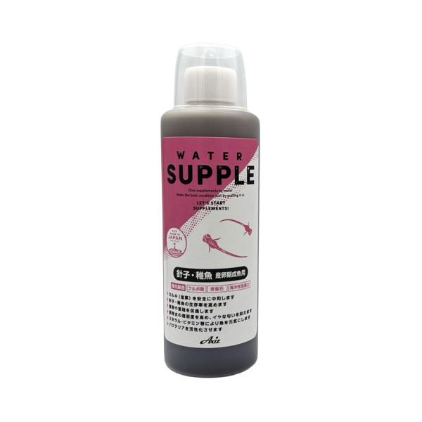 Axiz ウォーターサプリ 針子・稚魚・産卵期成魚用 250ml 健康・医療の分野で使用される高純度フルボ酸を配合。 ウォーターサプリに含まれるフルボ酸・フミン酸は、さまざまな栄養素を含んでおり、 生物の免疫力を増加させ新陳代謝、消化吸収を助けます。 また、産卵、繁殖の促進を行うことができます。 ---製品の特徴・効果--- ウォーターサプリは「生き物を健康に育てる事」を目的として開発されました。 生き物が元気に生きている自然環境に近付けるには、水道水には含まれない、さまざまな栄養素が必要です。 ウォーターサプリに含まれるフルボ酸・フミン酸は、それらの栄養素を含んでおり、 生物の免疫力を増加させ新陳代謝、消化吸収を助けます。また産卵、繁殖の促進をおこなう事ができます。 ・リニューアルに伴い、商品パッケージ・内容が変更となっており、画像・内容と異なる場合がございます。 ・ご購入いただいたタイミングにより、お品切れの場合がございます。その場合は別途ご連絡させていただきます。