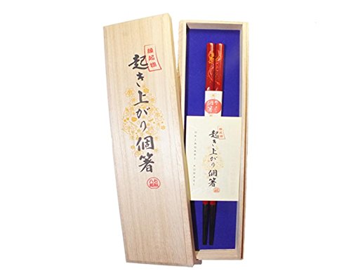 縁起箸『起き上がり個箸』　　不死鳥柄（朱色）1膳