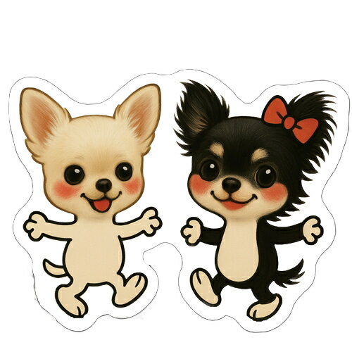 【予約販売】 チワワのUNI＆EBI 犬 ステッカー 3枚セット SU007NN(3)