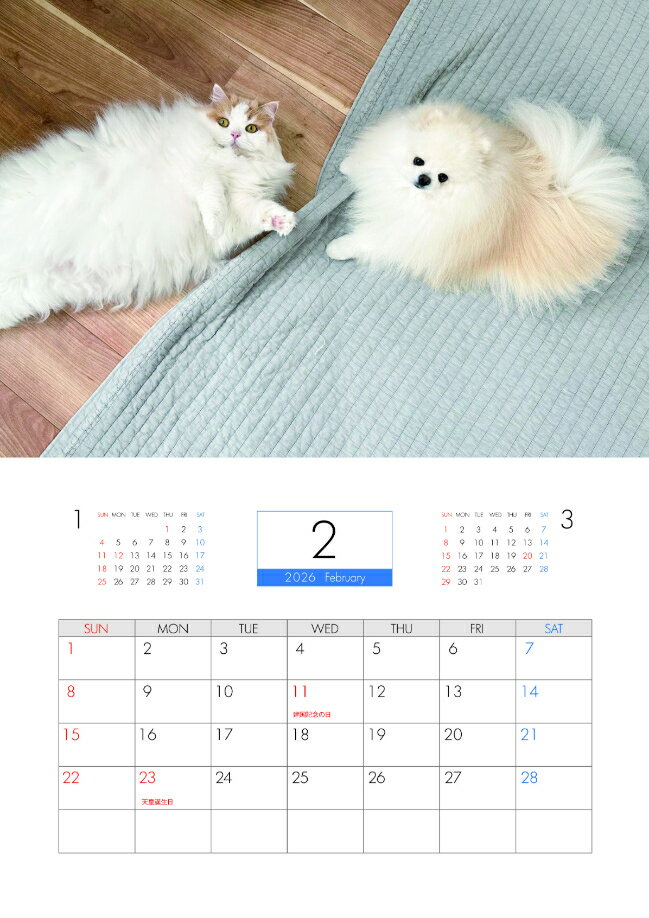 【予約販売】 レモンとポテチ 猫 犬 猫のレモンと犬のポテチちゃんねる 2026年 壁掛け カレンダー KA26305 2