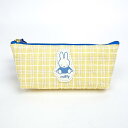 ミッフィー miffy レトロチェック ペンケース イエロー 小物入れ