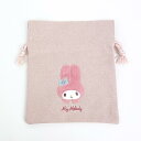 サンリオ マイメロディ 巾着 ふわふわワッペン ポーチ 小物入れ 化粧品入れ