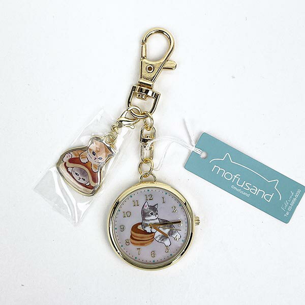 mofusand モフサンド チャーム付きチェーンウォッチ ホットケーキ 時計 キーチェーン