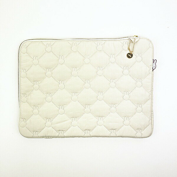 ミッフィー miffy キルティング フラットポーチ アイボリー PCケース タブレットケース