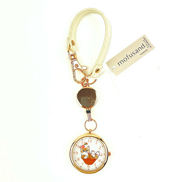 モフサンド リールキーチェーンウォッチ ワッフルにゃん ホワイト 時計 mofusand
