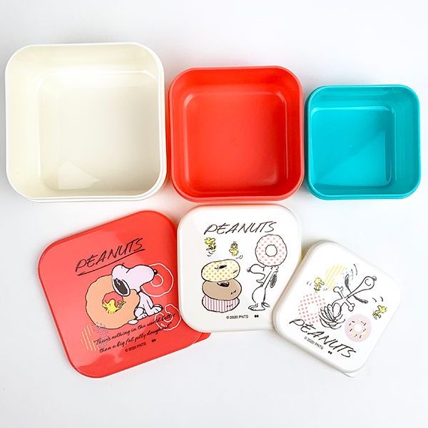 スヌーピー LUNCH SERIES DOUGHNUT SEALED LUNCH BOX SET 3P ランチボックス お弁当 ホワイト 送料込み