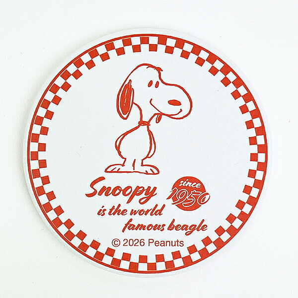 スヌーピー 吸水コースター レッド チェック アメリカン 食器 SNOOPY