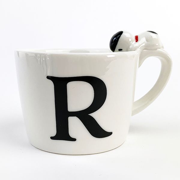 スヌーピー フィギュア付イニシャルマグ R スヌーピー フィギュア付マグ マグカップ イニシャル カップ マグ 白 グッズ