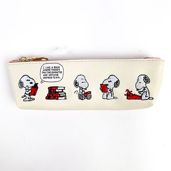 PEANUTS スヌーピー スリムペンポーチ ブック刺繍 ペンポーチ 筆箱 文具 グッズ (MCOR)(MCD) 送料込み