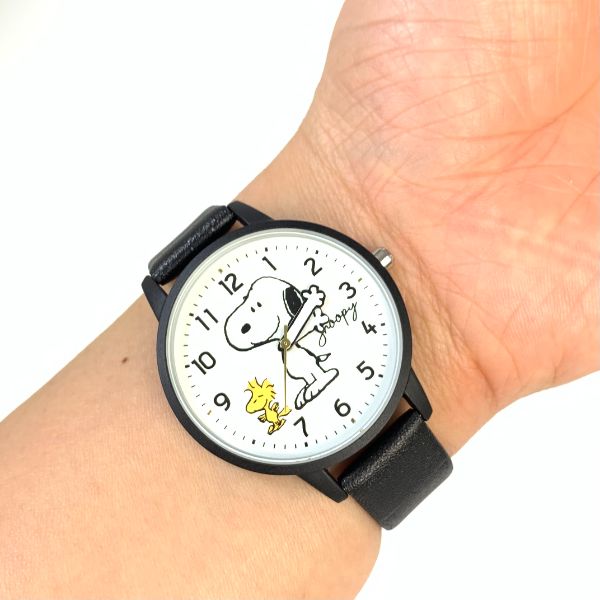 PEANUTS スヌーピー ローリングバンドウォッチ　BK 腕時計　アクセサリー　ウッドストック ブラック グッズ 日本製 送料込み