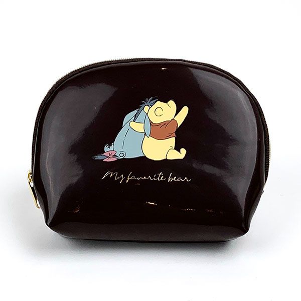 ディズニー くまのプーさん ティッシュポーチ ブラウン 茶 エナメルシリーズ 小物入れ ワンポイント デ..