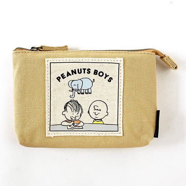 スヌーピー PEANUTS 3ポケットキャンパスポーチ BE Peanuts boys スヌーピー ポーチ ベージュ 送料込み