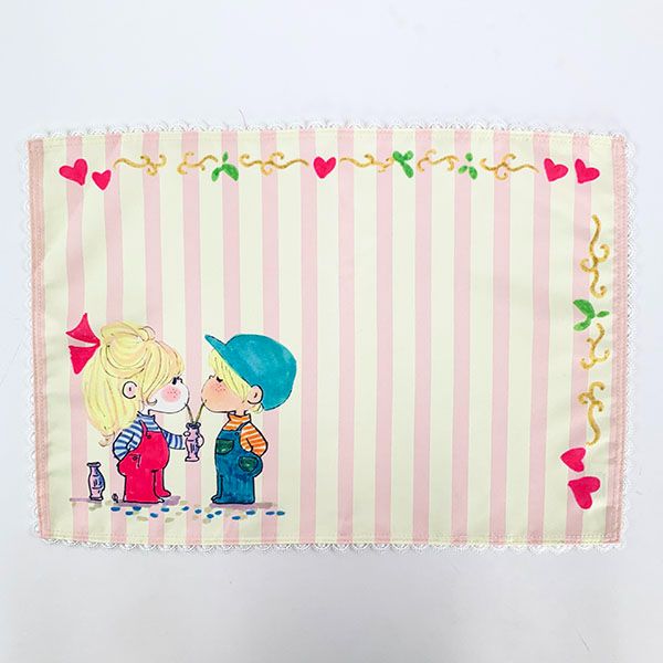 水森亜土 ランチョンマット フタリ ピンク キッチン 亜土ちゃん 送料込み