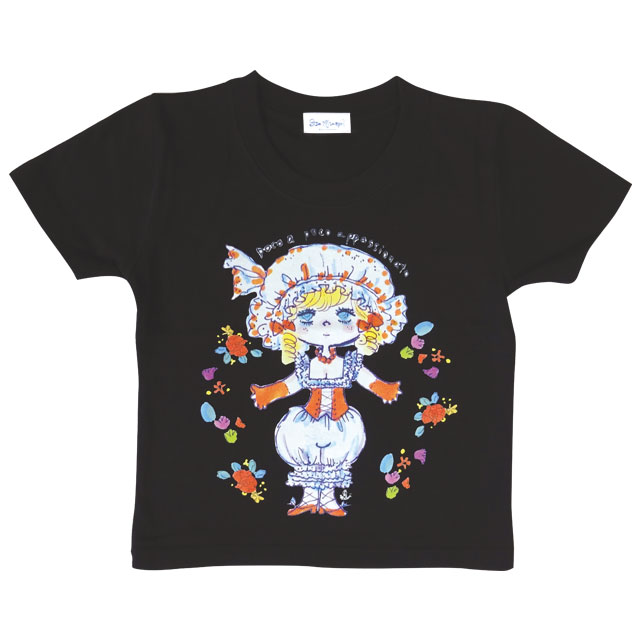 水森亜土 キッズTシャツ ハナ ブラック 100cm 亜土ちゃん 送料込み