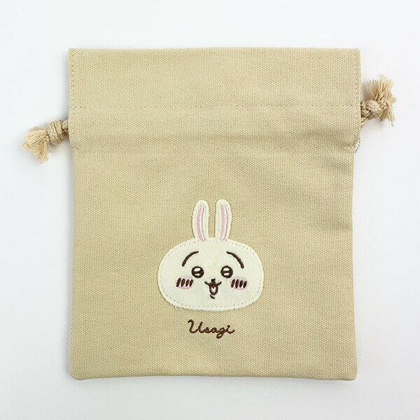 ちいかわ うさぎ 巾着 ふわふわワッペン 巾着袋 小物入れ クリーム 送料込みのサムネイル