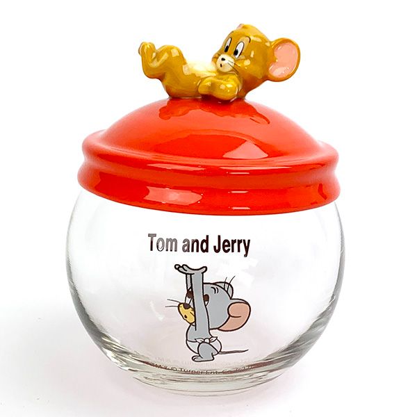 トムとジェリー キャンディポット ジェリー＆タフィー 保存容器 小物入れ インテリア キッチン レッド 送料込み