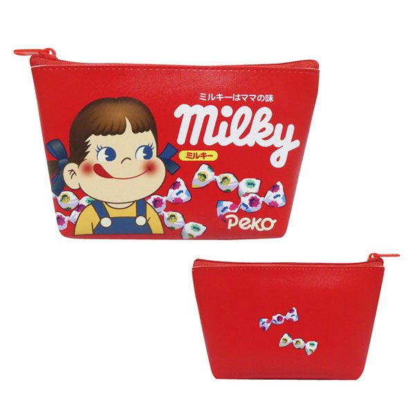 ミルキー ぺこちゃん 船型ポーチ 化粧ポーチ 不二家 milky レッド ポーチ 小物入れ 送料込みのサムネイル