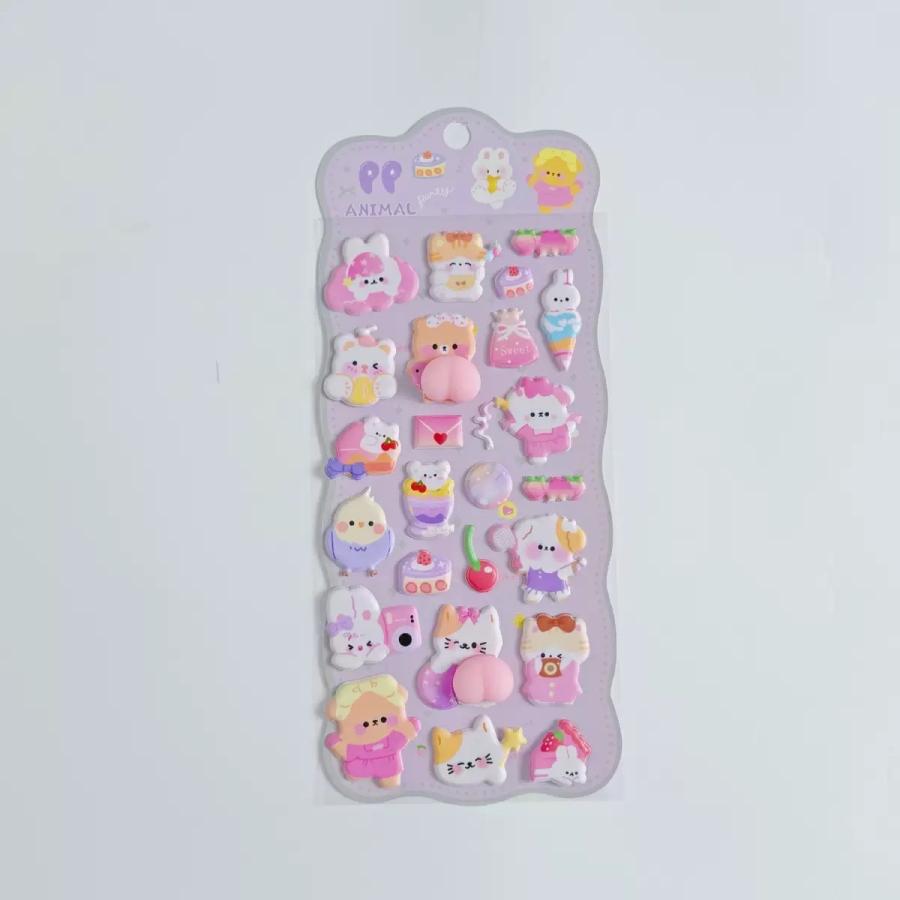 ぷにぷに おしり シール スクイーズ 立体 泡ステッカー 3D クリスマス くま ねこ 可愛い ご褒美シー ル ステッカー デコレーション ステッカー 手帳 デコ スマホ 貼り付けケース ふわふわ もちもちクリスマスプレゼント aniviaworks-10000279 アニビアワークス サンプル画像3