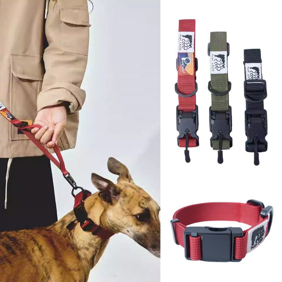 Rakuten - 【マラソン期間全品ポイント5倍！！】犬 首輪 ワンタッチバックル 抜けない おしゃれ ペンフィールド 可愛い カジュアル マグネット カラー 大型犬 小型件 外れない 外れ防止 付けやすい ブラック レッド カーキ 赤 黒 PLAYROGIC PenField