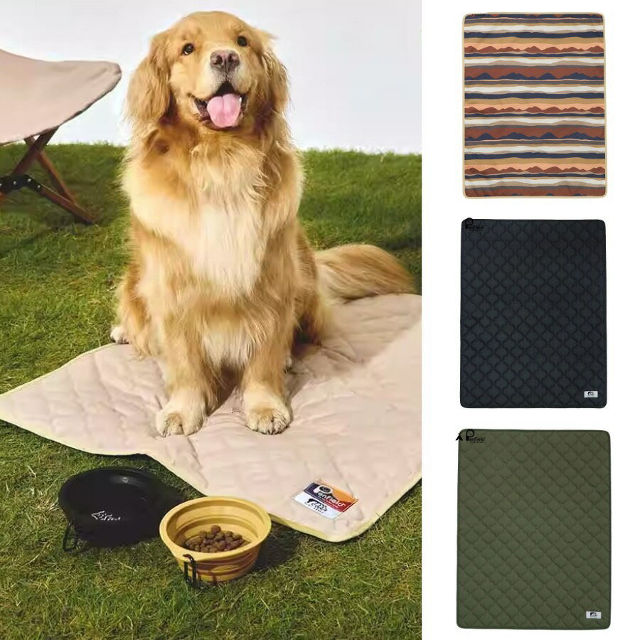 ペット マット アウトドア 撥水 シート 外 犬 キャンプ 庭 ベランダ 犬 猫 ドッグ ペットシート ドッグマット ペットマット ドッグカフェ 公園 レジャーシート ペットキャンプ アウトドアシート テラス プレイロジック PLAYROGIC ペンフィールド 犬とのキャンプに！撥水加工のペットマットで外遊びも安心なアウトドアシート アウトドアやキャンプにぴったりのペット用撥水シート。愛犬とのお出かけをもっと快適にする多機能マットです。▼商品特徴（アピールポイント）撥水加工済みオックスフォード生地で、湿った地面でも安心中綿入りでクッション性◎、ペットがゆったりくつろげる裏面には滑り止め加工付きでズレにくい洗濯OK・折りたたみ可能でお手入れ＆持ち運びがラク屋外・車内・室内・災害時など多用途で活躍▼素材・サイズ・重量表地：オックスフォード（撥水加工）サイズ：約70cm × 90cm重量：約530g▼カラーバリエーションカーキブラックベージュボーダー※アウトドアに馴染むナチュラルカラー 5