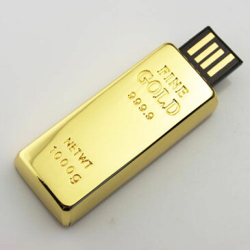 USBメモリー フラッシュメモリー 8GB 2.0 GOLD ゴールド 金塊 金の延べ棒 シックタイプ キラキラゴージャス おもしろUSB