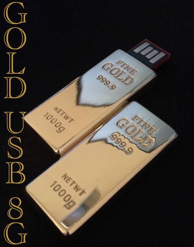 面白いUSBメモリ USBメモリー フラッシュメモリー 8GB 2.0 GOLD ゴールド 金塊 金の延べ棒 スリムタイプ キラキラゴージャス おもしろUSB