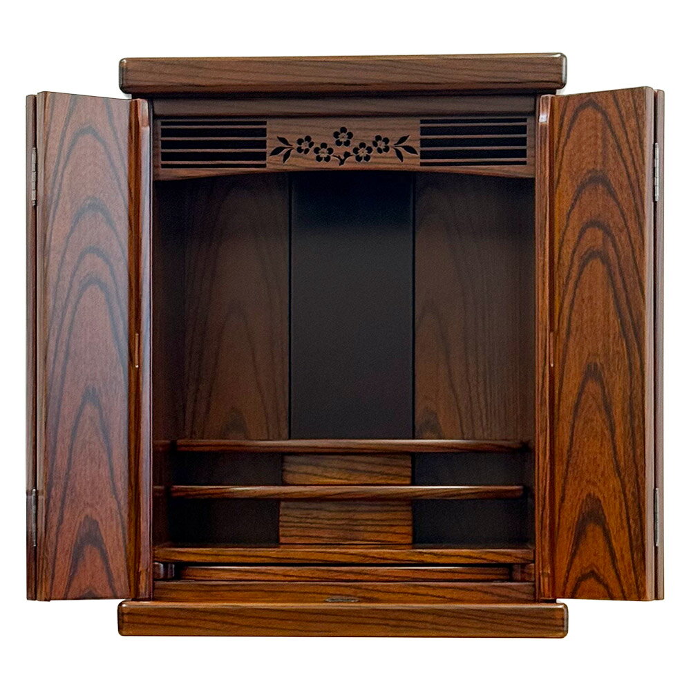 モダン仏壇 家具調仏壇 ミニ仏壇 コンパクト仏壇 円景B型 13号 けやき色 (高さ：49cm 幅：37.4cm)