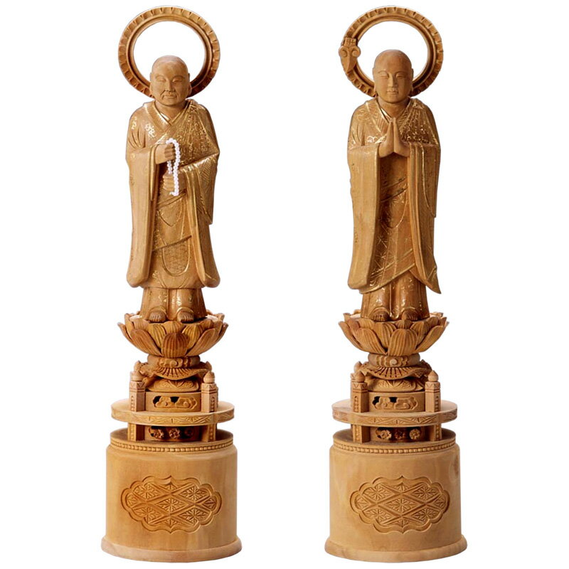 仏像 両大師（法然上人/善導大師） 4.0寸 白檀製 【適合宗派：浄土宗】