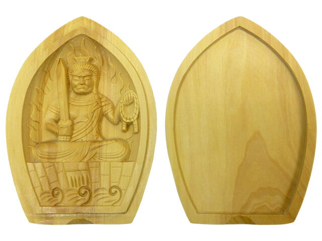 厄除け 香合仏 不動明王 柘植 筋彫り 金襴 袋付き