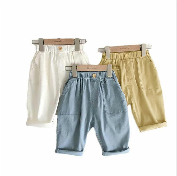 Rakuten - キッズ パンツ ゆったり 夏ズボン 男の子 ロングパンツ 七分丈 ウエストゴム カジュアルパンツ 送料無料 子供服 ジュニア ボトムス 無地 シンプル 通気性 ベビー 虫対策 冷房対策